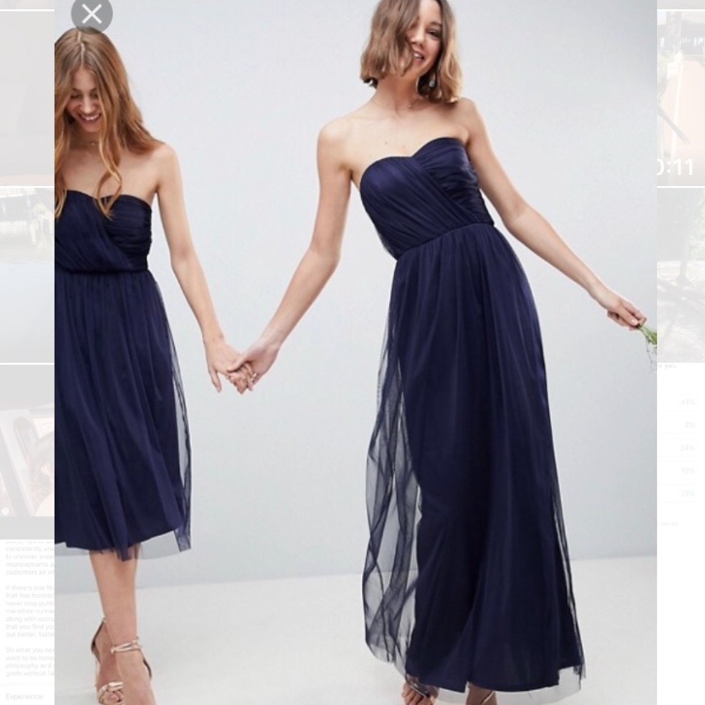 ASOS Maxi Tulle Bridesmaid Dress in Navy